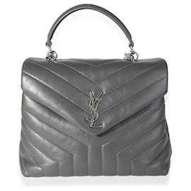Saint Laurent-Saint Laurent Grey Matelasse calf leather Top Handle Loulou Bag-Grey