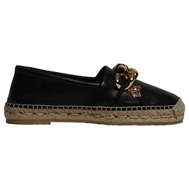 Versace Leder-Espadrilles mit Kettendetail Schwarz