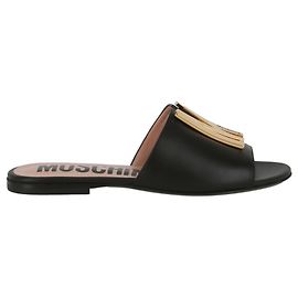 Sandalias Moschino M-Plaque Mule Negro