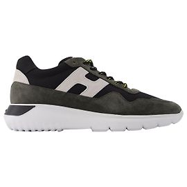 Hogan Interactive3 Allacciato H Sneakers in Dark Green Suede Green