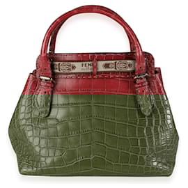 Fendi-Sac à main Fendi en alligator rose Selleria-Rouge