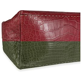 Fendi-Sac à main Fendi en alligator rose Selleria-Rouge