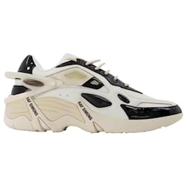 Raf Simons-Cylon-21 Sneakers in Ivory and Black Leather-Other,Python print