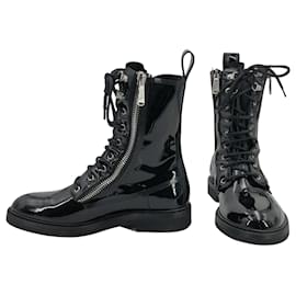 Balmain-Balmain boots in black patent leather with zip-Black