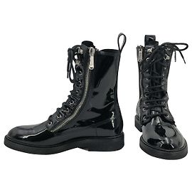 Botas Balmain en charol negro con cremallera Negro