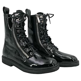 Balmain-Balmain boots in black patent leather with zip-Black