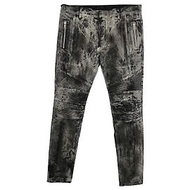 Jeans Balmain em denim mármore Cinza
