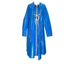Calvin Klein long raincoat in blue waterproofed silk Blue