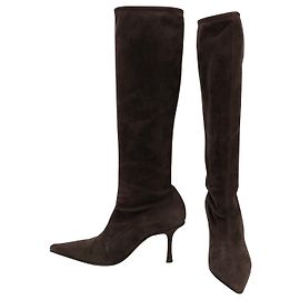Jimmy Choo boots in brown stretch suede with pointed tips  Brown