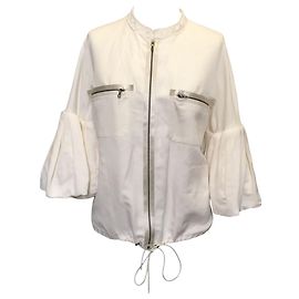 Casaco Lanvin em linho creme com mangas boca de sino Branco Cru