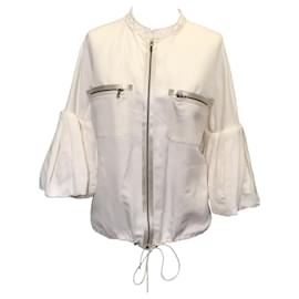 Lanvin-Lanvin jacket in cream linen with bell sleeves-White,Cream