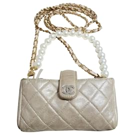 Chanel-Chanel shoulder sling bag-Silvery,Golden