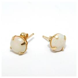 Autre Marque-Gold stud earrings with Opals-White,Multiple colors,Other,Cream,Eggshell