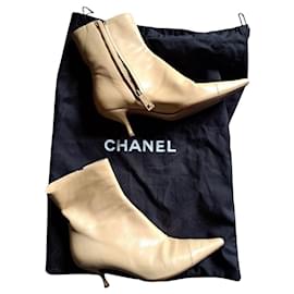 Chanel-botas de tornozelo-Areia