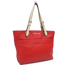 Michael Kors-Michael Kors leather tote bag in red-Red,Cream