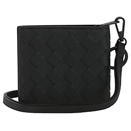 Bottega Veneta-Bottega Veneta Intrecciato Leather Bi-Fold Wallet-Black