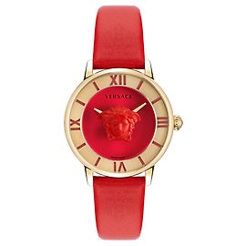 Versace La Medusa reloj de cuero Dorado Metálico