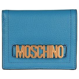 Moschino Leather Logo Plaque Wallet Blue