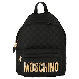 Moschino Rucksack mit gestepptem Logo Schwarz
