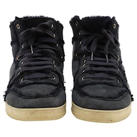Gucci-Gucci Aspen High Top Sneakers in Blue Suede -Blue