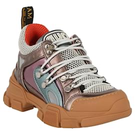 Gucci-Gucci Flashtrek Sneakers aus Metallic-Leder-Mehrfarben