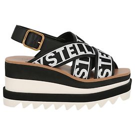 Stella Mc Cartney Sandali con plateau e logo Stella McCartney Nero