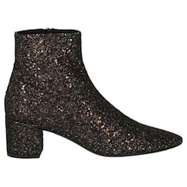 Saint Laurent-Saint Laurent Lou Lou Glittered Ankle Boots-Black
