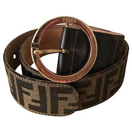 Fendi Cintos Marrom Gold hardware