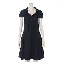 Chanel-*Chanel Coco Button P40 Cotton × Rayon One Piece 34 Women's Navy-Navy blue