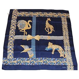 CARTIER silk square in its box Navy blue