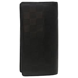Louis Vuitton-LOUIS VUITTON Damier Anfini Portefeuille Brazza Wallet Black N63010 auth 32380-Black