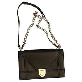 Dior Diorama Black Leather Handbag Black