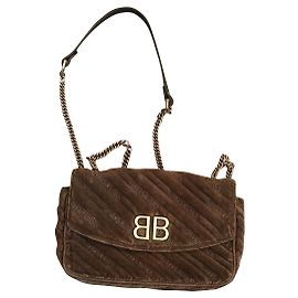 Balenciaga BB Chain Handtasche Samt Grau Grau