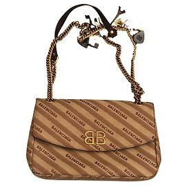 Sac à main Balenciaga BB Chain Beige en toile Beige