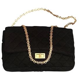 Chanel 2.55 Black Cloth Handbag Black