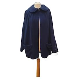 Fendi-Fendi cappotto corto stile Mantella-Blu navy