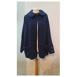 Fendi-abrigo estilo capa corta Fendi-Azul marino