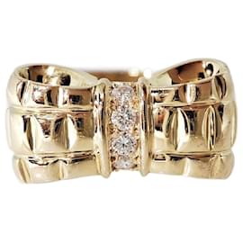 Dior-*Dior Ribbon Diamond Ring Vintage YG-Golden
