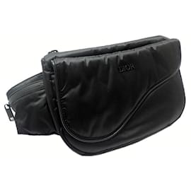 Christian Dior-* Christian Dior 128YVV Nylon Saddlebag Body Bag Noir-Noir