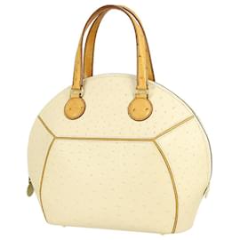 Hermès-*Hermès Ildoshiki Autruche Blancasse Chestnut Gold Fittings Sac à main Tote Bag Vintage Ivoire Marron-Marron,Écru