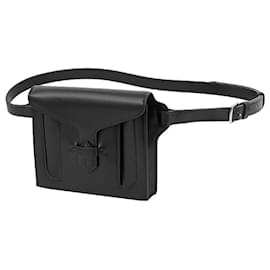 Hermès-*Hermès Pochette de Taille Box Cuir de Veau Noir Raccords Argentés Pochette Body Bag Mini Sac Sac à Bandoulière-Noir