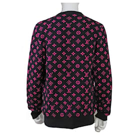 Louis Vuitton-Pull à col rond demi-monogramme Louis Vuitton-Noir,Rose