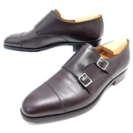 JM Weston-JM WESTON SHOES 237 9.5E 43.5 lined BUCKLE DERBY BURGUNDY LEATHER SHOES-Dark red