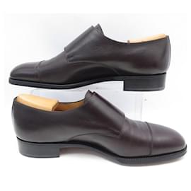 JM Weston-JM WESTON SHOES 237 9.5E 43.5 lined BUCKLE DERBY BURGUNDY LEATHER SHOES-Dark red