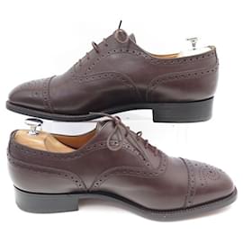 JM Weston-JM WESTON RICHELIEU SHOES 310 flowered tip 10g 44 LARGE BLACK LEATHER SHOES-Brown