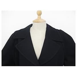 Hermès-NEW HERMES COAT WITH T BELT 38 M IN CASHMERE BLACK CASHMERE COAT-Black