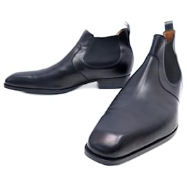 JM Weston-JM WESTON SHOES 457 INFORMAL BOOTS 9.5E 43.5 BLACK LEATHER LOW BOOTS-Black