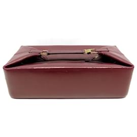Hermès-VINTAGE TOILETRY BAG HERMES POCKET CLOCHE LEATHER BOX RED BORDEAUX TOILETRY-Dark red