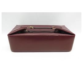 Hermès-VINTAGE TOILETRY BAG HERMES POCKET CLOCHE LEATHER BOX RED BORDEAUX TOILETRY-Dark red
