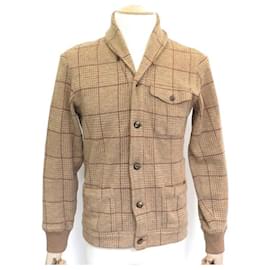 Ralph Lauren-NEW POLO CHECKED VEST BY RALPH LAUREN JACKET S 46 WOOL CARDIGAN JACKET-Brown